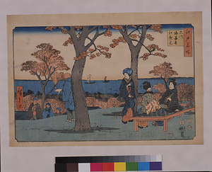 浮世絵 江戸名所 品川海晏寺紅葉見 初代広重画 文化遺産オンライン