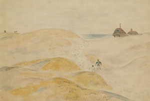 鳥居のある砂丘越しの海