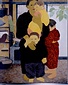 絵画　日本画　「母と子」　真嶋元枝