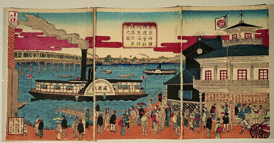 東京両国通運会社 川蒸汽往復盛栄真景之図 文化遺産オンライン