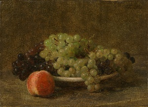 葡萄と桃のある静物