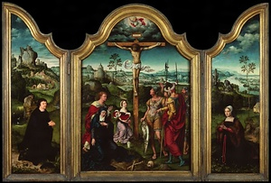 Triptych: The Crucifixion Flanked by the Kneeling Donor and His Wife