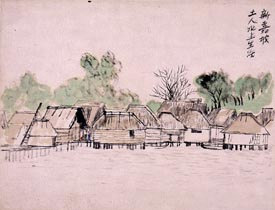 Huts on Water in Singapore from &quot;Sketches from the Trip to India and Other Asian Countries&quot;