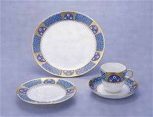 Tea cup, saucer, and plates