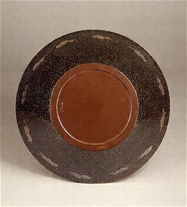 Bowl, flower design, maki-e on metal base