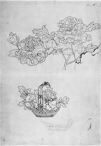 Flower and Flower Basket, Sketches for Japanese-style paintings
