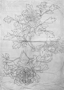 Two drawings of peonies, Sketches for Japanese-style paintings