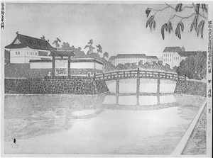 Hirakawa Gate in Spring Rain (No.77 of &quot;One Hundred Scenes from Tokyo Metropolis in the Showa Period&quot;)
