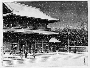 The Zojoji Temple in Snow