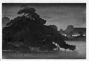 「三菱深川別邸の図」より　松の島の夜雨