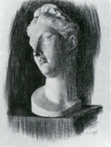 女性頭部彫刻デッサン
