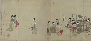 仇英／美人遊戯図 