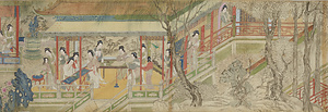 仇英／美人春遊図外 