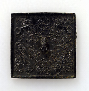 Square Mirror with Auspicious Flowers and &quot;Suanni&quot; Mythical Beasts 