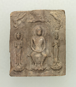 Tile with Image of  Buddha Triad