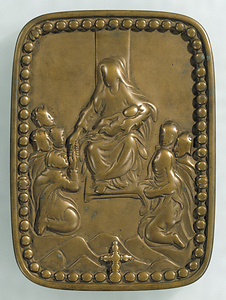 真鍮踏絵　聖母子像（ロザリオの聖母）