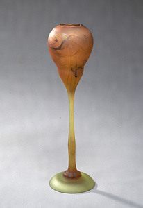 Brown footed vase Marbling