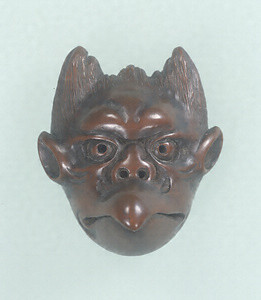 Wood Netsuke., Mask of karasu tengu (imaginary superhuman being).