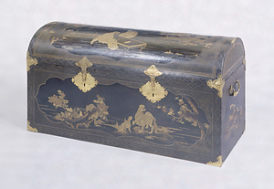 Chest, Chinese figure, animal, flower, and bird design in "maki-e" lacquer