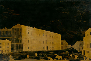 Plaque , Corsini Palace (Palazzo Corsini) design in maki-e lacquer