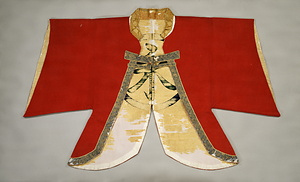 [Jinbaori] (Coat worn over armor) Crossed scythes design on scarlet wool ground