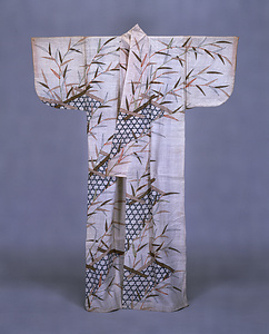 Katabira (Summer Garment), Reed and gabion design on white plain-weave ramie