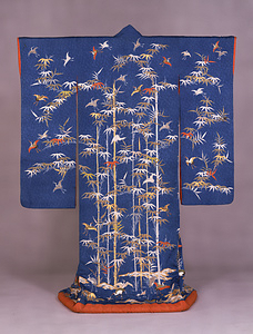 Outer Robe ([Uchikake]) with Bamboo and Cranes