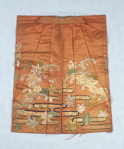 Hangire Trousers (Noh costume) Rising wave and maple leaf design on red ground