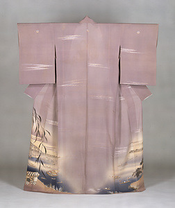 Hitoe Garment for Summer Design of summer enjoyment around Sumida River on gray georgette crepe