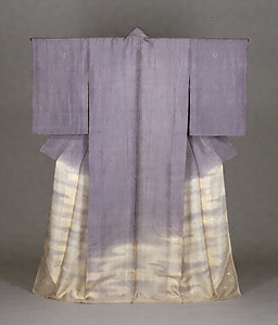 Hitoe Garment for Summer Design of nets and plovers on light gray silk gauze