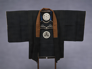 Jacket for Fire-fighting Black gorohukuren wool with mandarin orange and arrows (family crest)