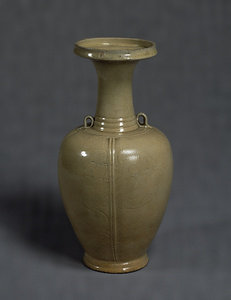 Vase Celadon glaze with peony design