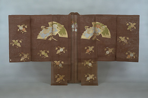 Noh Costume ([Chōken]) with Fans, Peonies, and Chrysanthemums