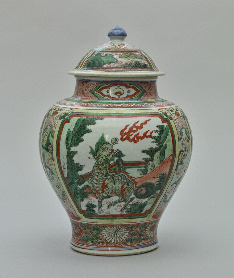 中国 清時代 獅子紋鐘型鳥餌壺 送料込み0524 - 工芸品