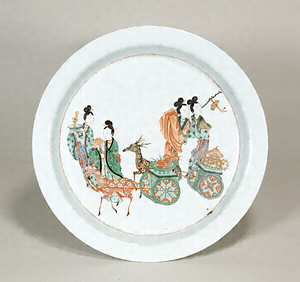 Large Dish with the Daoist Immortal Magu Porcelain with overglaze enamel