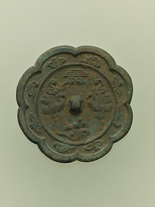 瑞雲双鸞八花鏡