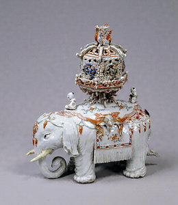Incense Burner in the Shape of an Elephant, Porcelain with overglaze enamel