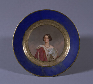 Plate Female portrait in overglaze enamel and gold