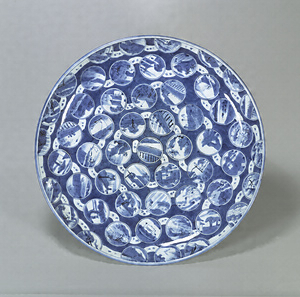 Large Dish, Imari ware／Fifty-three Tokaido stages design in underglaze blue