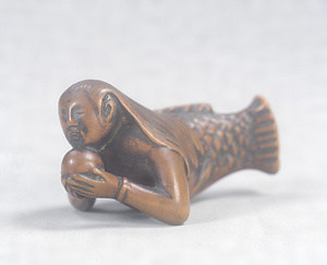 Wood Netsuke., Mermaid.