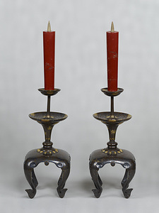 Candle Stand, With gold and silver inlay decoration