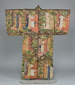 Karaori Garment(Noh Costume) Design of screens and autumn grasses on brown ground