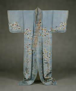 Hitoe Garment for Summer, Design of spring scenery on light blue silk gauze