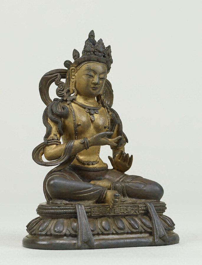 売れ「青作」蔵出！XA522大明永樂年施 紫銅彫 度母菩薩供像 仏像 仏像