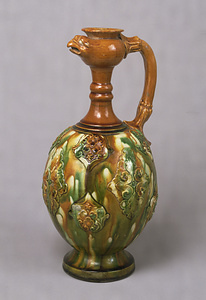 Ewer with Phoenix Head Three-color glaze with applied ornaments