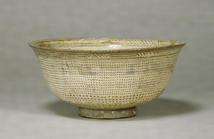 Bowl, Buncheong ware with stamped ornaments