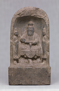 Stele with a Daoist Deity with Two Attendants