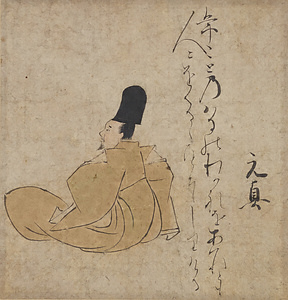 Portraits of Thirty-six Immortal Poets, Gotobain Version: Fujiwara no Motozane