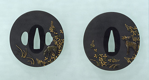 Guards with Autumn Grasses and Deer for a Pair of Swords (&quot;Daishō&quot;) 