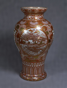Large Vase, Pavilions and landscape design in overglaze enamel and gold